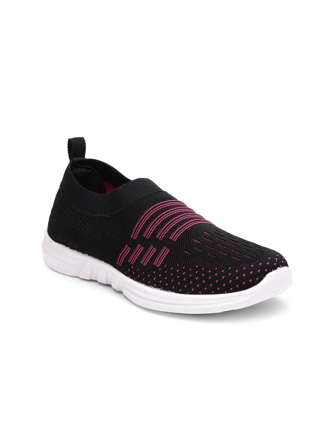 KLOTTHE Women Black Woven Design Slip-On Sneakers