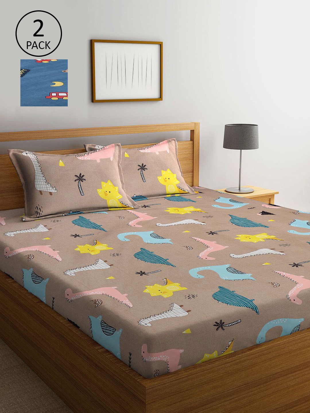 KLOTTHE Blue & Brown Cartoon Characters 300 TC 2 King Bedsheet with 4 Pillow Covers
KLOTTHE Blue & Brown Cartoon Characters 300 TC 2 King Bedsheet with 4 Pillow Covers