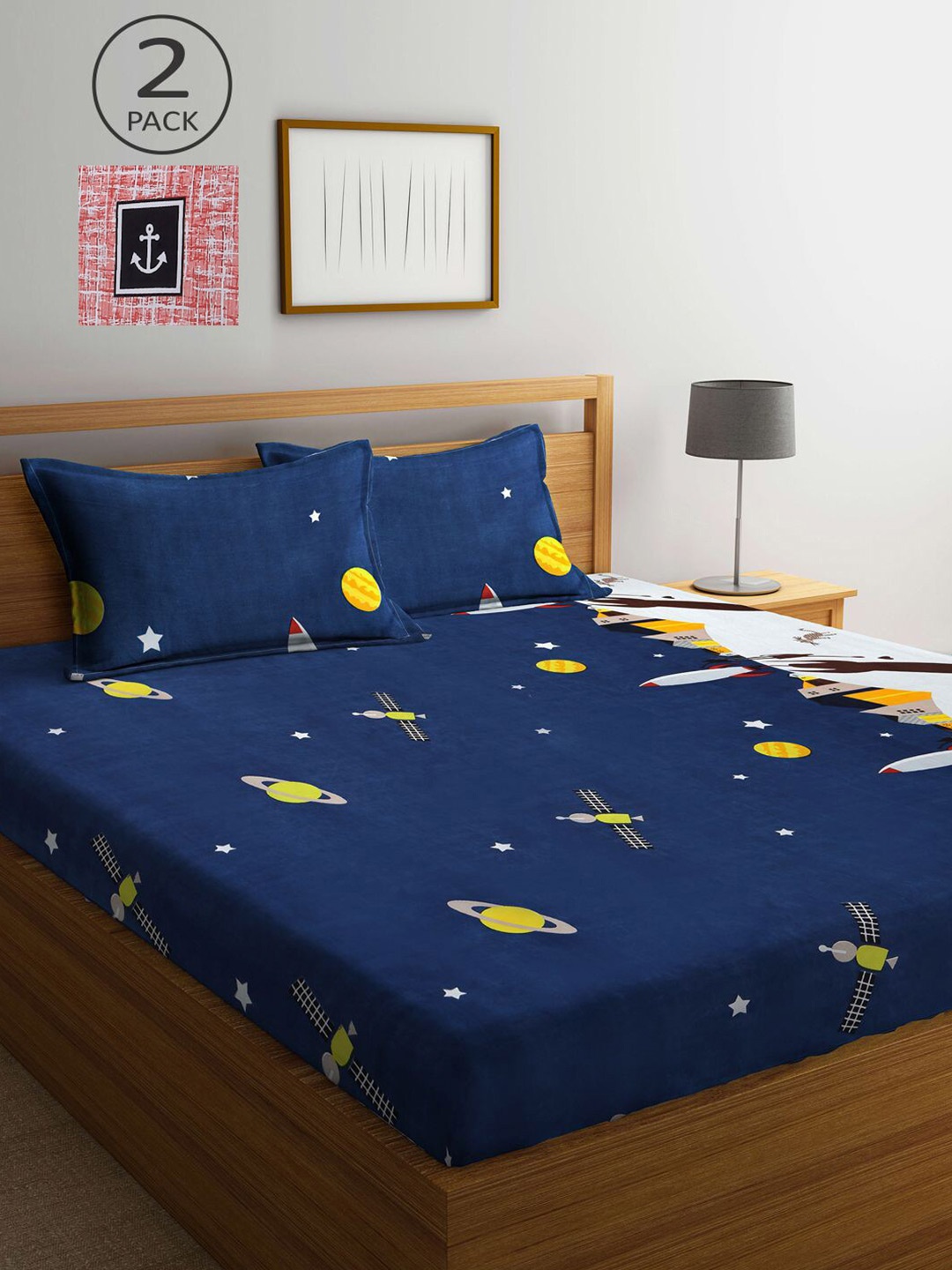 KLOTTHE Navy Blue & Red Cartoon Characters 300 TC 2 King Bedsheet with 4 Pillow Covers
KLOTTHE Navy Blue & Red Cartoon Characters 300 TC 2 King Bedsheet with 4 Pillow Covers