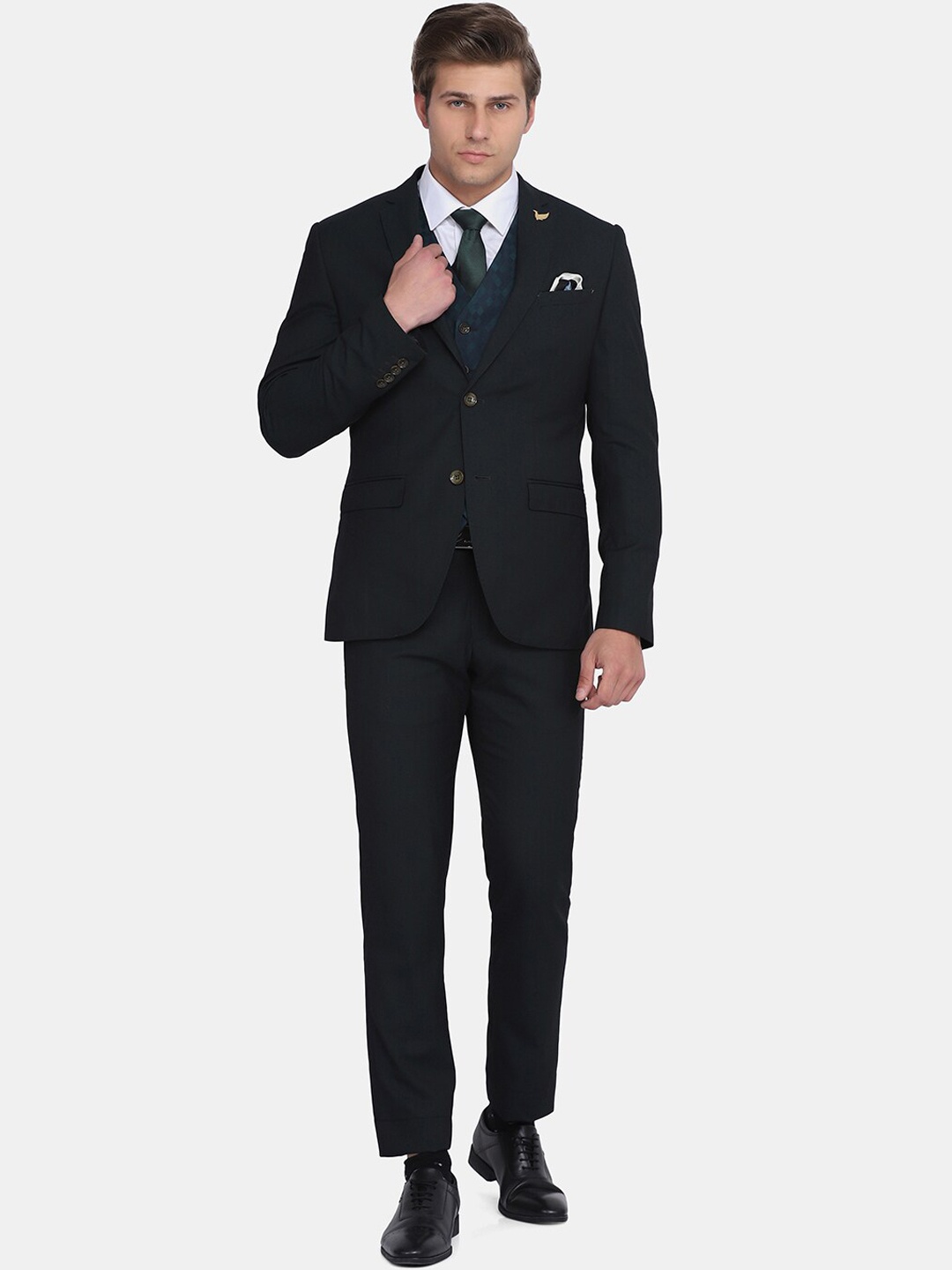 Blackberrys Men Green & Navy Blue Self-Design Woolen Slim-Fit Single-Breasted Formal Suit
Blackberrys Men Green & Navy Blue Self-Design Woolen Slim-Fit Single-Breasted Formal Suit