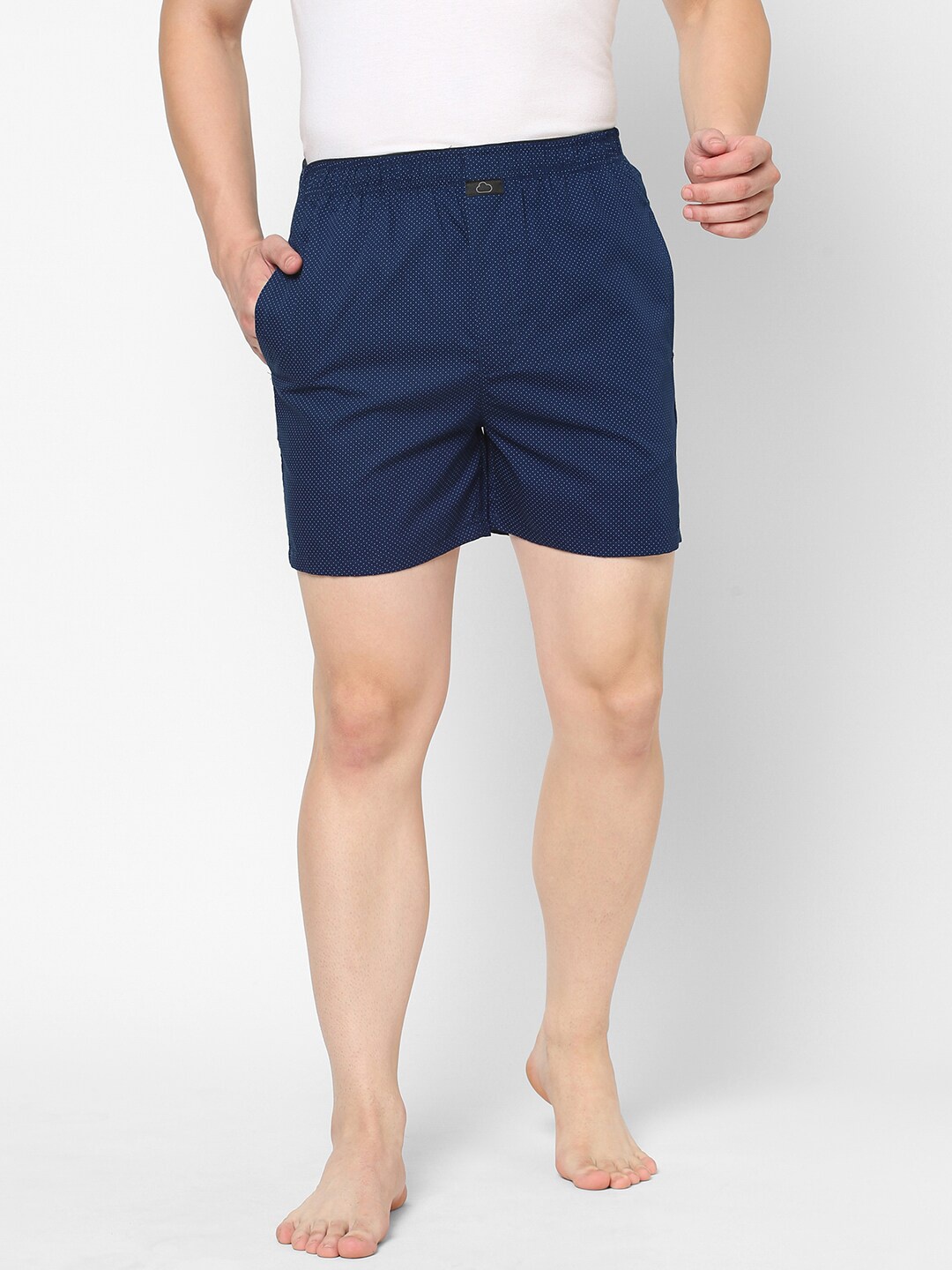 Sweet Dreams Men Navy Blue & White Printed Lounge Shorts