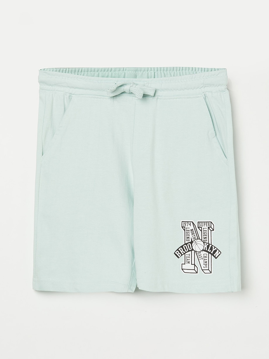 Fame Forever by Lifestyle Boys Green Printed Slim Fit Cotton Shorts