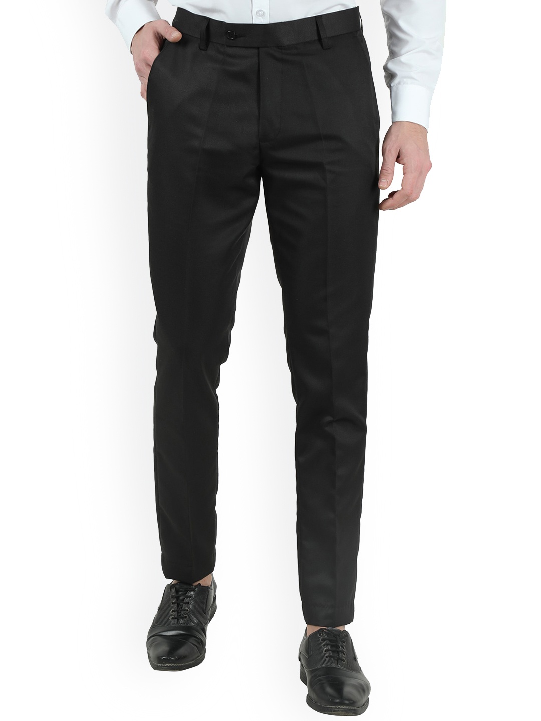 VEI SASTRE Men Black Smart Slim Fit Trousers