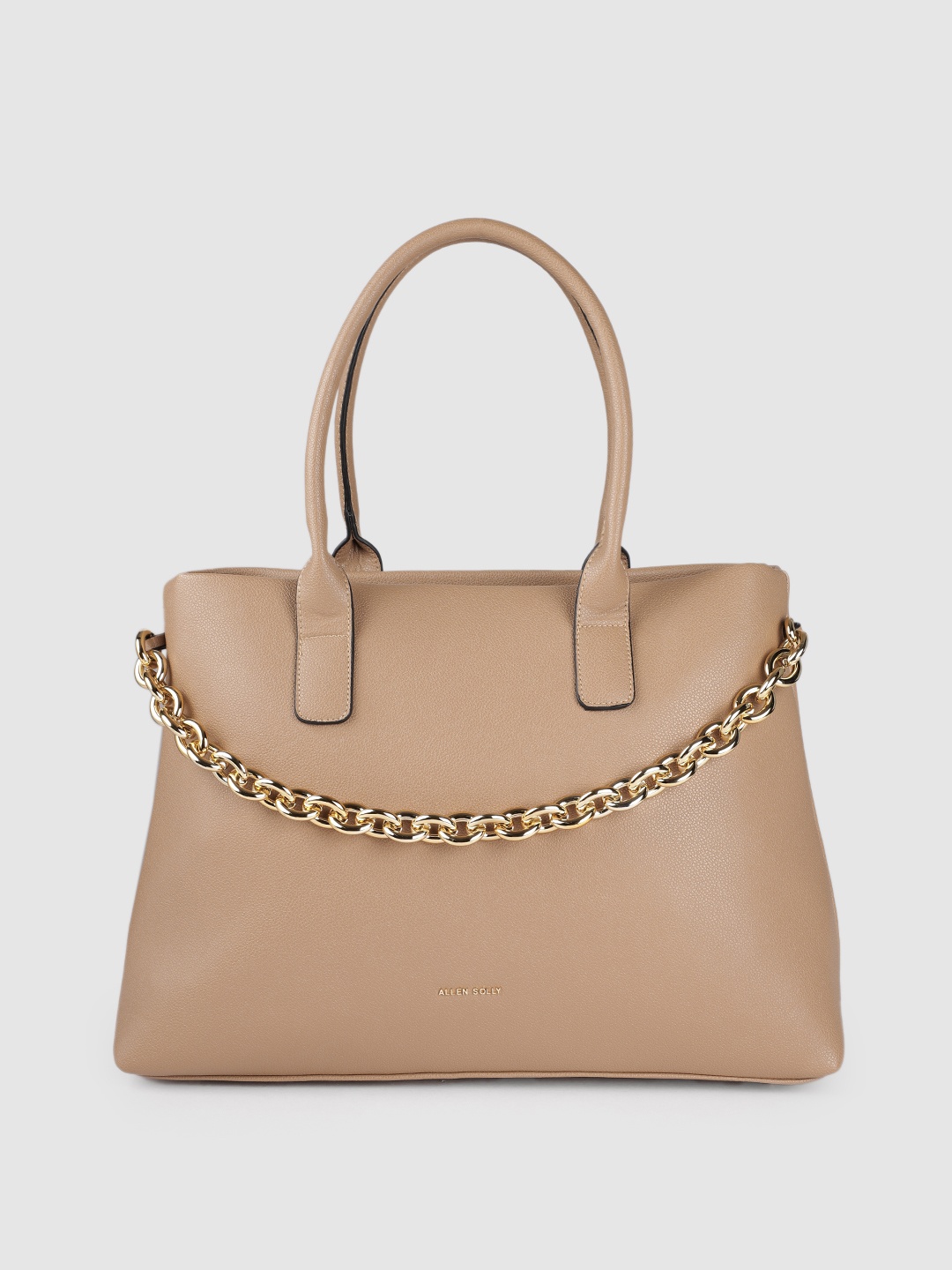 Allen Solly Taupe PU Oversized Structured Shoulder Bag