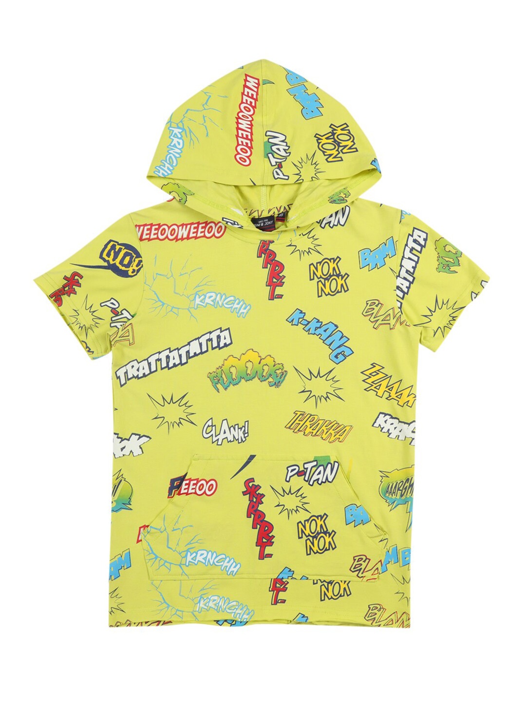 Gini and Jony Boys Yellow Typography Printed T-shirt