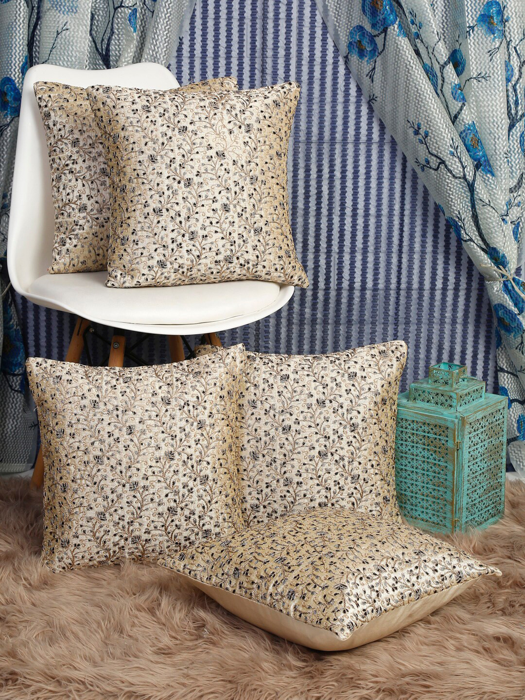 HOSTA HOMES Cream-Coloured & Black Set of 5 Embroidered Square Cushion Covers
HOSTA HOMES Cream-Coloured & Black Set of 5 Embroidered Square Cushion Covers