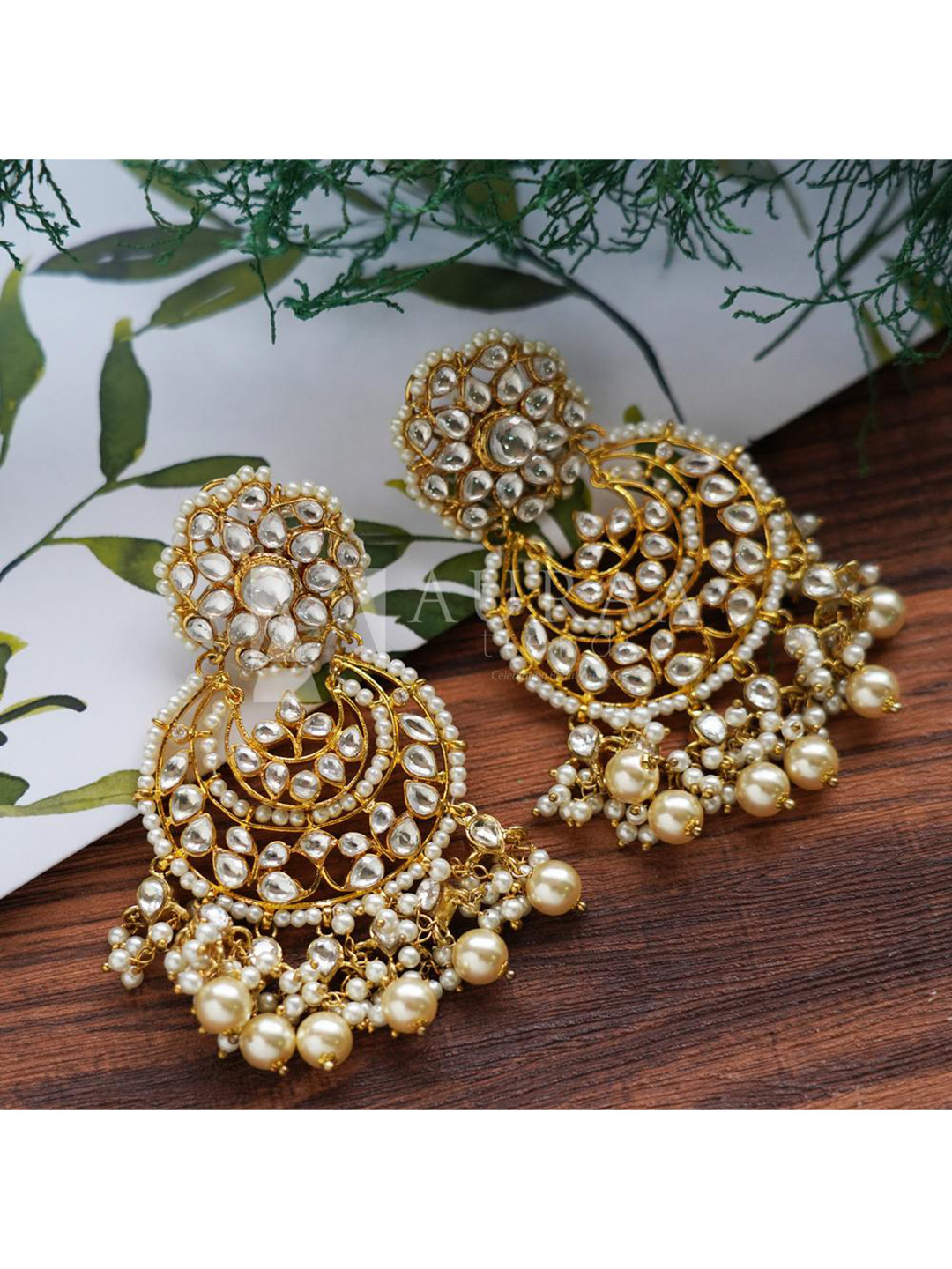 AURAA TRENDS Gold-Toned Chandbalis Earrings 
AURAA TRENDS Gold-Toned Chandbalis Earrings
