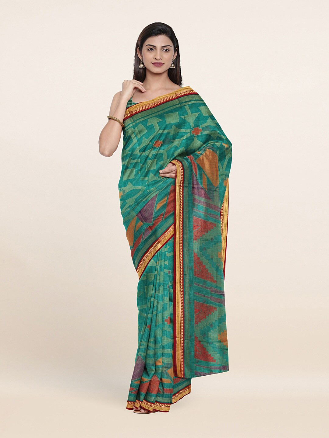Pothys Green & Red Printed Saree
Pothys Green & Red Printed Saree
