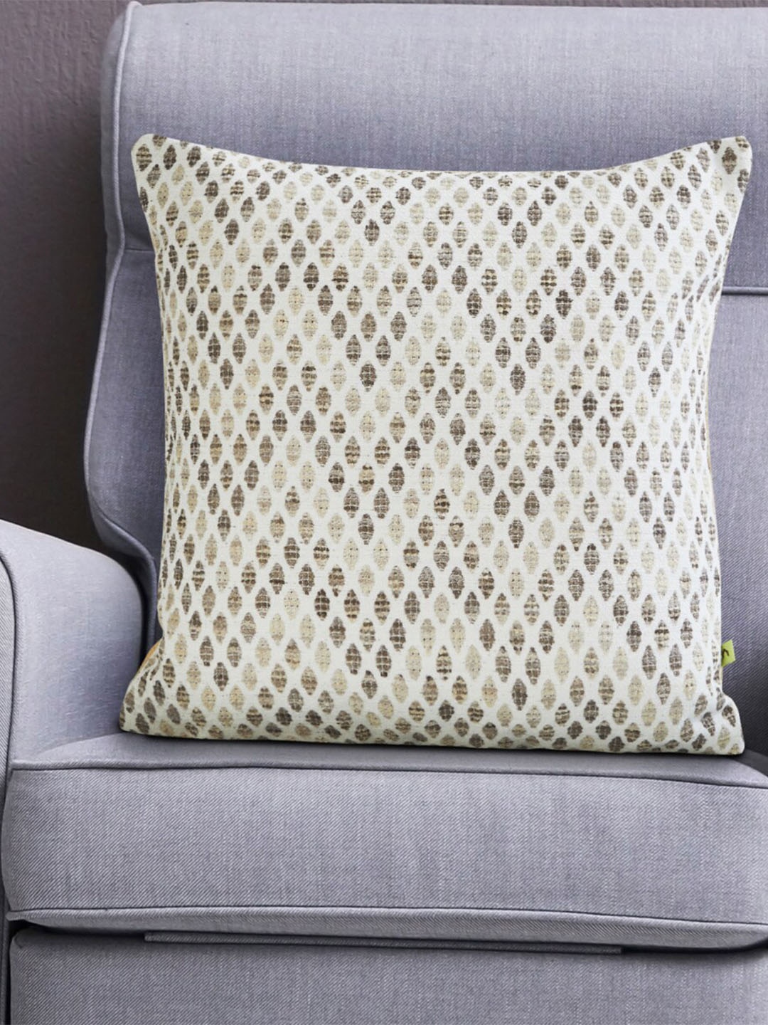 Home Centre White & Beige Abstract Rectangle Cushion Covers