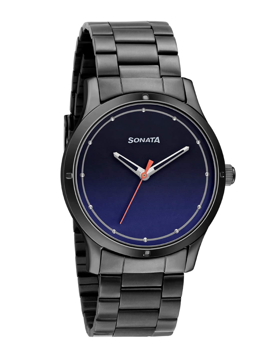 Sonata Women Blue Brass Dial & Black Stainless Steel Bracelet Style Straps Analogue Watch 8183NM01
Sonata Women Blue Brass Dial & Black Stainless Steel Bracelet Style Straps Analogue Watch 8183NM01