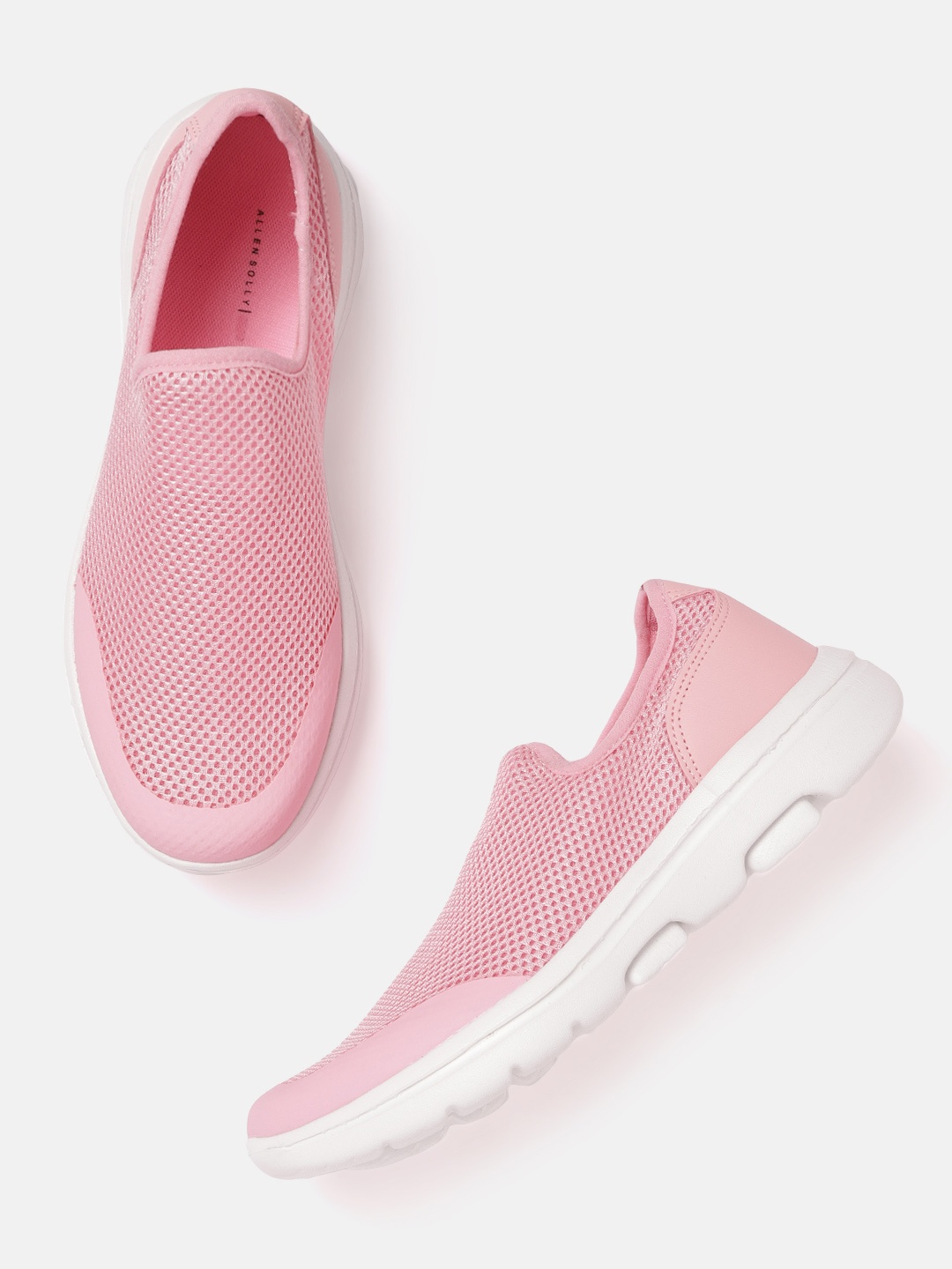 Allen Solly Women Pink Woven Design Slip-On Sneakers