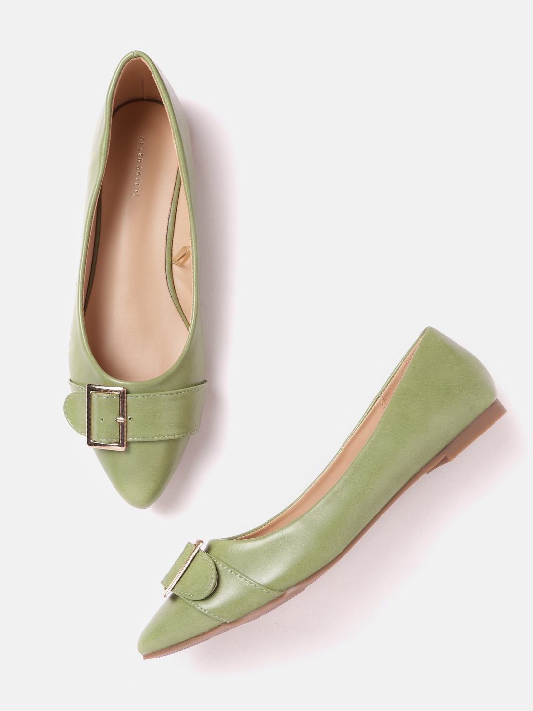 Allen Solly Women Olive Green Ballerinas with Buckles Detail