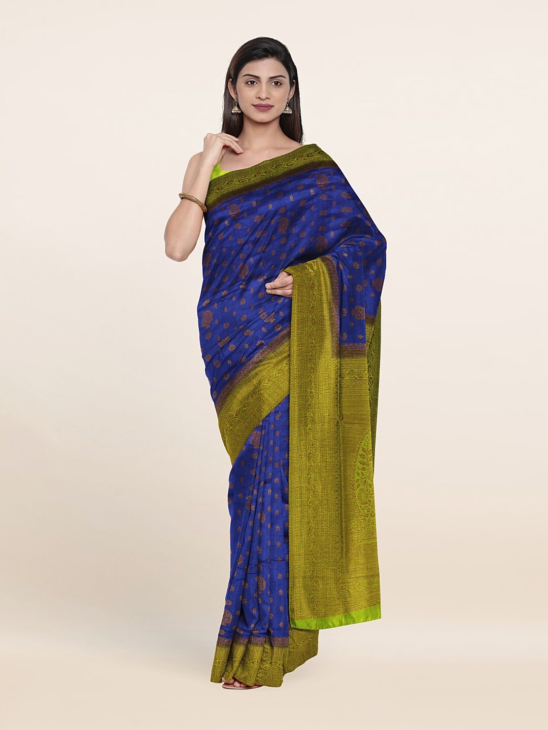 Pothys Blue & Green Woven Design Saree