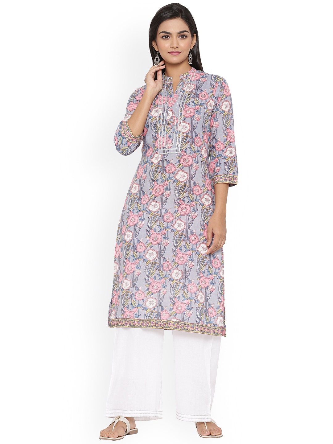 mirari Women Blue & Pink Floral Printed Kurta