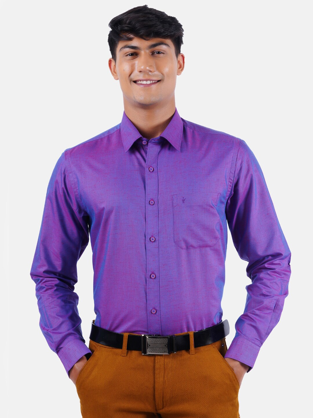 Ramraj Men Purple Formal Shirt