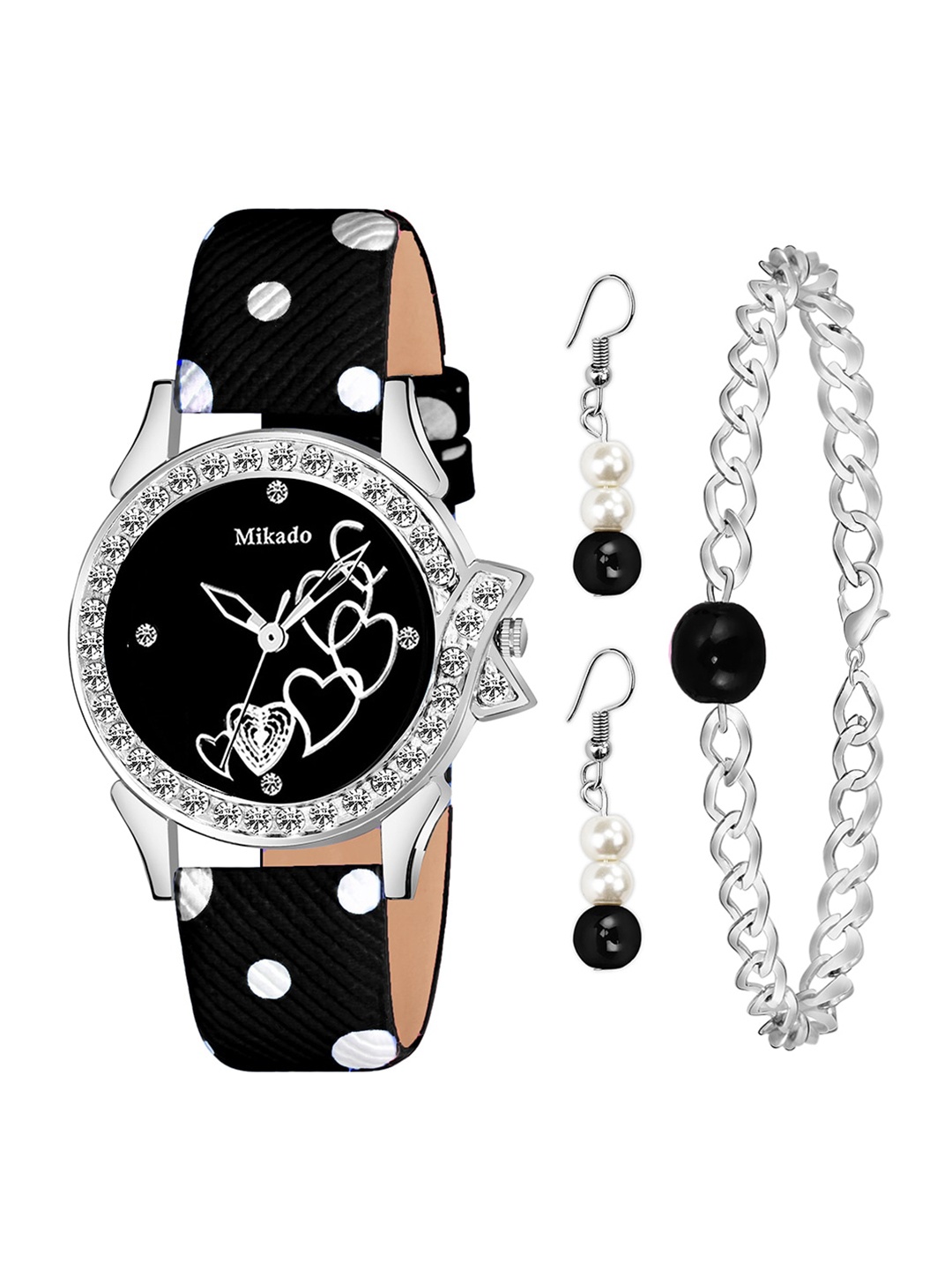 Mikado Women Black Brass Embellished Dial & Black Leather Bracelet Style Straps Analogue Watch
Mikado Women Black Brass Embellished Dial & Black Leather Bracelet Style Straps Analogue Watch