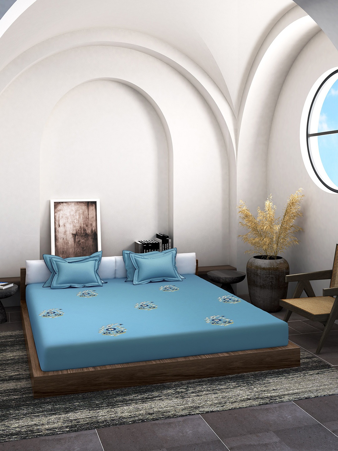 DDecor Live Beautiful-210 TC- 100% Cotton-Large Embroidered Bedsheet Set, Turquoise blue
DDecor Live Beautiful-210 TC- 100% Cotton-Large Embroidered Bedsheet Set, Turquoise blue