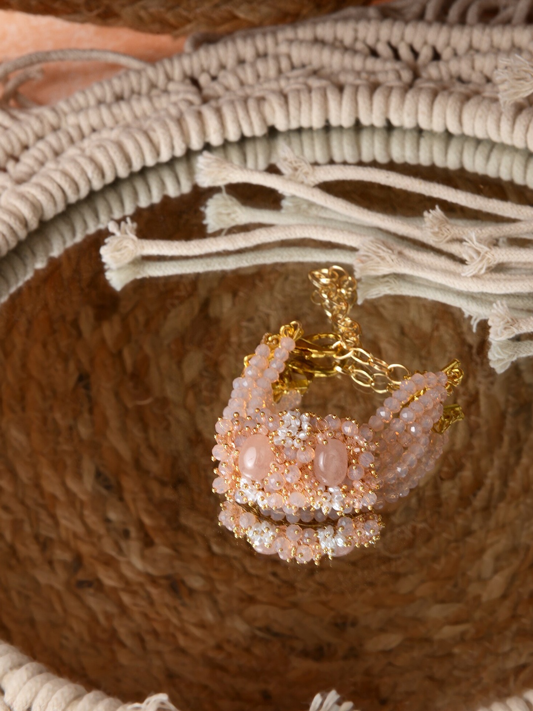 D'oro Women Gold-Toned & Peach-coloured Handcrafted Gold-Plated Pearl Beaded Bracelet
D'oro Women Gold-Toned & Peach-coloured Handcrafted Gold-Plated Pearl Beaded Bracelet