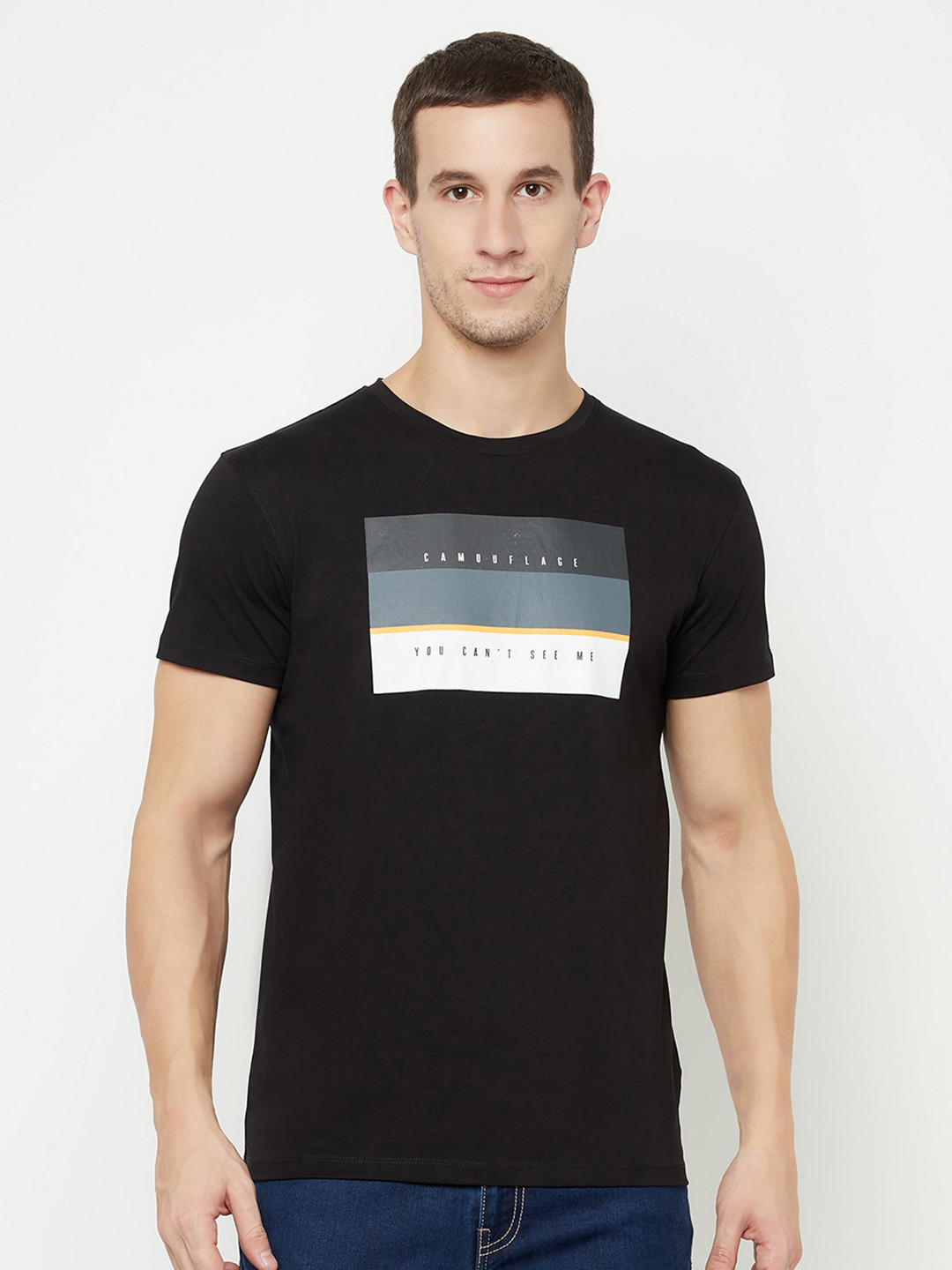 Octave Men Black Printed T-shirt 
Octave Men Black Printed T-shirt