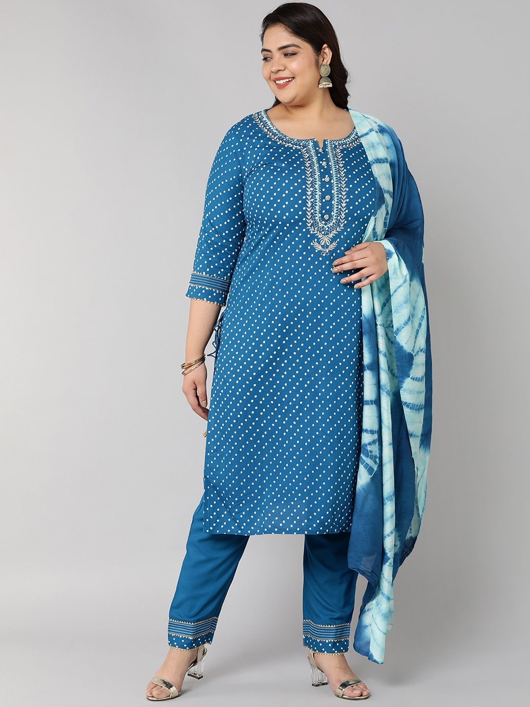 Bani Women Blue Ethnic Motifs Printed Thread Work Liva Kurta with Trousers & Dupatta
Bani Women Blue Ethnic Motifs Printed Thread Work Liva Kurta with Trousers & Dupatta