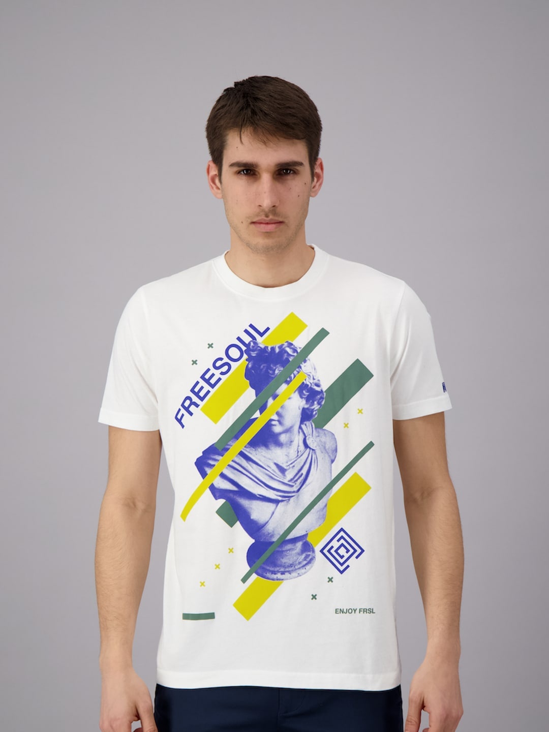 FREESOUL Men White Printed Pure Cotton T-shirt