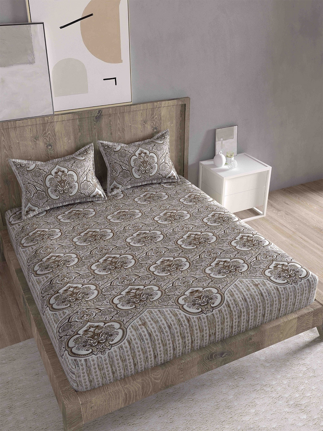 Spangle Brown & White Ethnic Motifs 260 TC Cotton King Bedsheet with 2 Pillow Covers
Spangle Brown & White Ethnic Motifs 260 TC Cotton King Bedsheet with 2 Pillow Covers