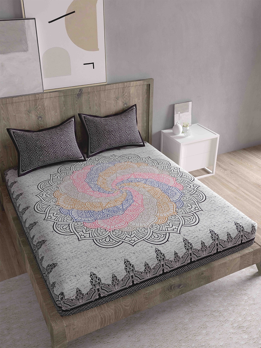 Spangle Coffee Brown & Grey Ethnic Motifs 260 TC Cotton King Bedsheet With 2 Pillow Covers
Spangle Coffee Brown & Grey Ethnic Motifs 260 TC Cotton King Bedsheet With 2 Pillow Covers