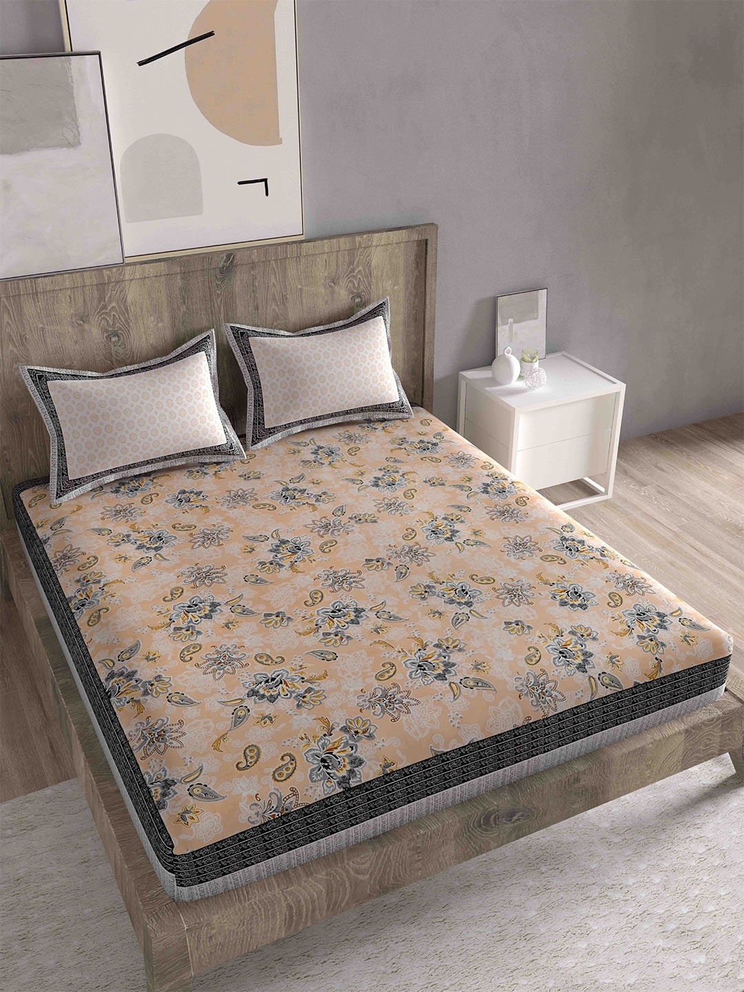 Spangle Peach-Coloured & Black Ethnic Motifs 260 TC King Bedsheet with 2 Pillow Covers
Spangle Peach-Coloured & Black Ethnic Motifs 260 TC King Bedsheet with 2 Pillow Covers