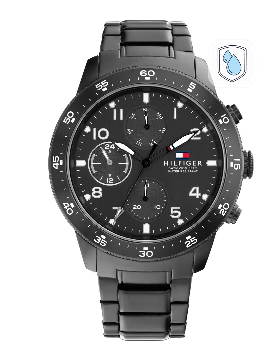 Tommy Hilfiger Men Black Embellished Dial & Black Stainless Steel Bracelet Style Straps Analogue Watch
Tommy Hilfiger Men Black Embellished Dial & Black Stainless Steel Bracelet Style Straps Analogue Watch