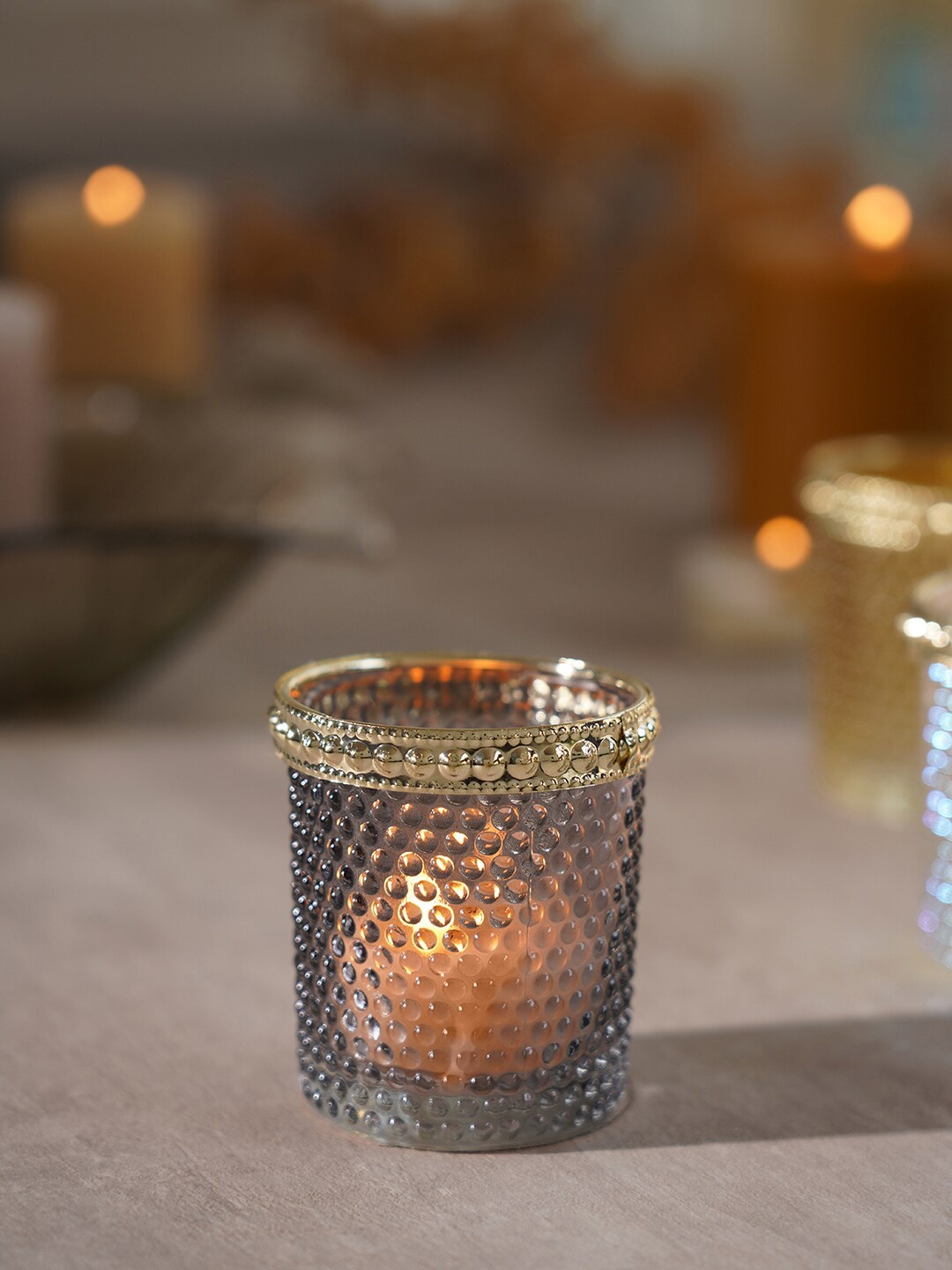 Pure Home and Living Set Of 6 Transparent Candle Holders