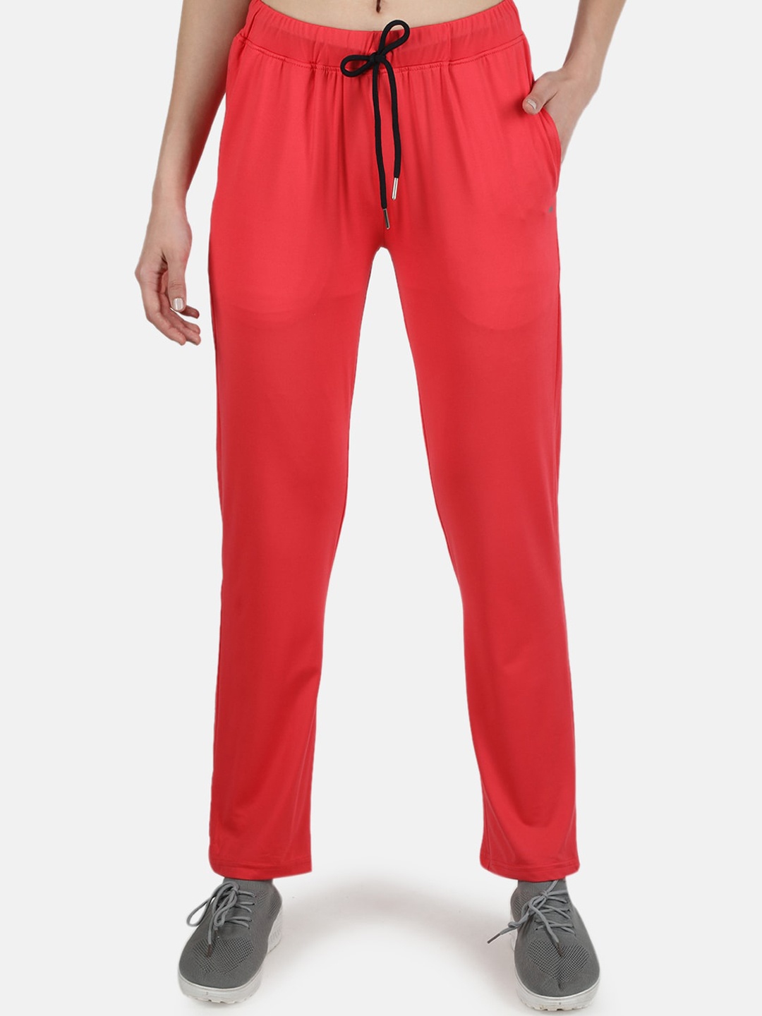 Monte Carlo Women Coral Solid Slim-Fit Track Pants