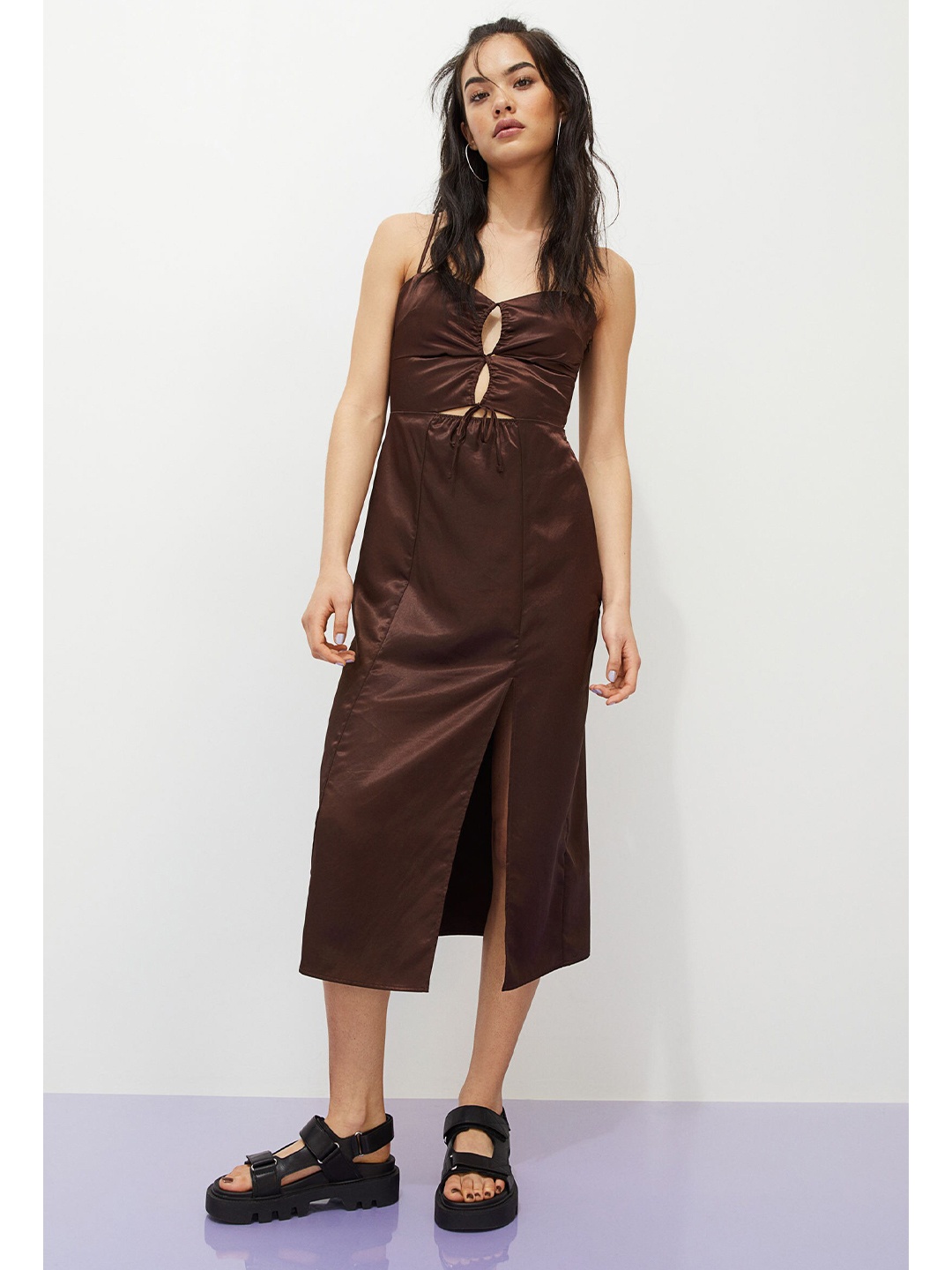 H&M Women Brown Satin Dress