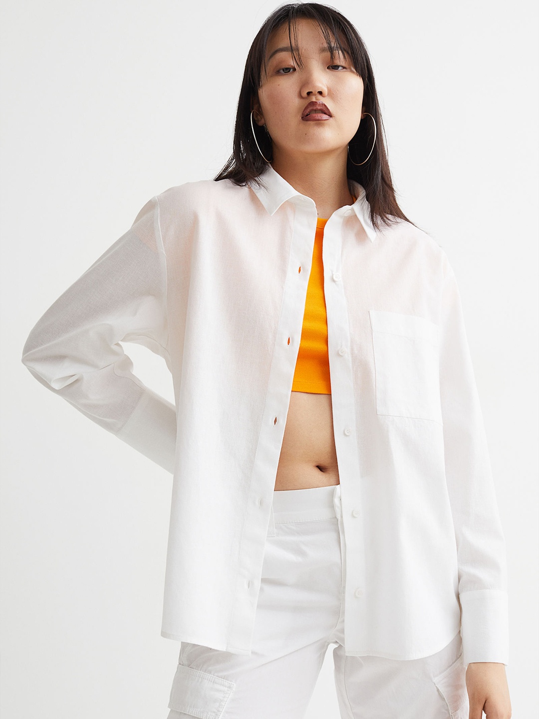 H&M White Poplin Shirt