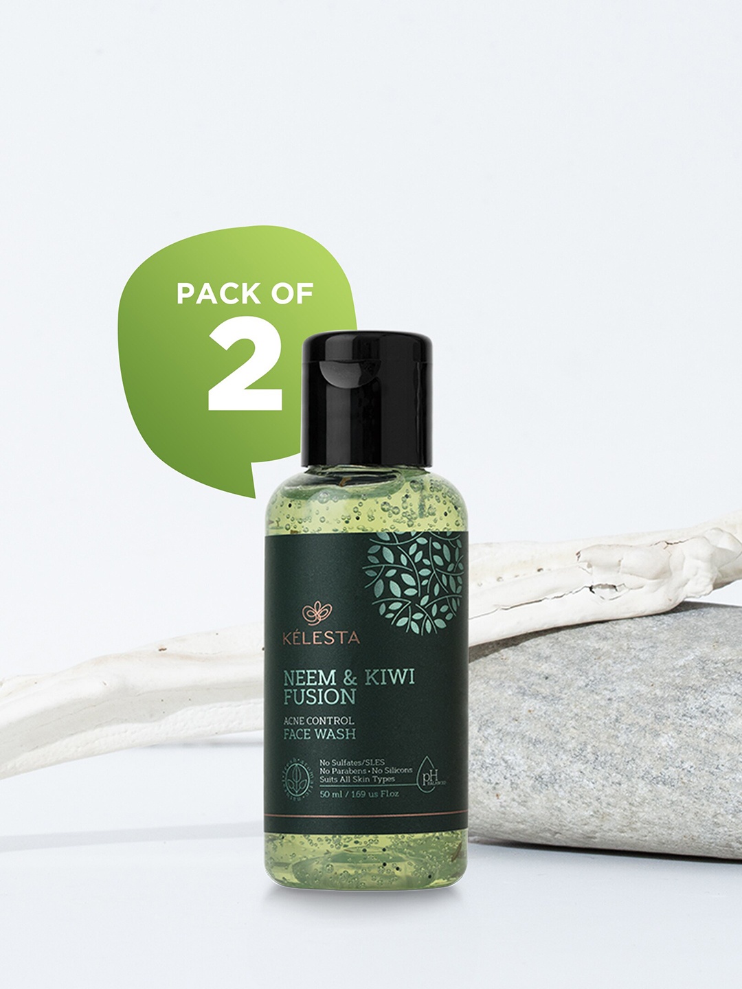 KELESTA Set of 2 Organic Neem & Kiwi Fusion Acne Control Face Washes - 50ml each, Green
KELESTA Set of 2 Organic Neem & Kiwi Fusion Acne Control Face Washes - 50ml each, Green