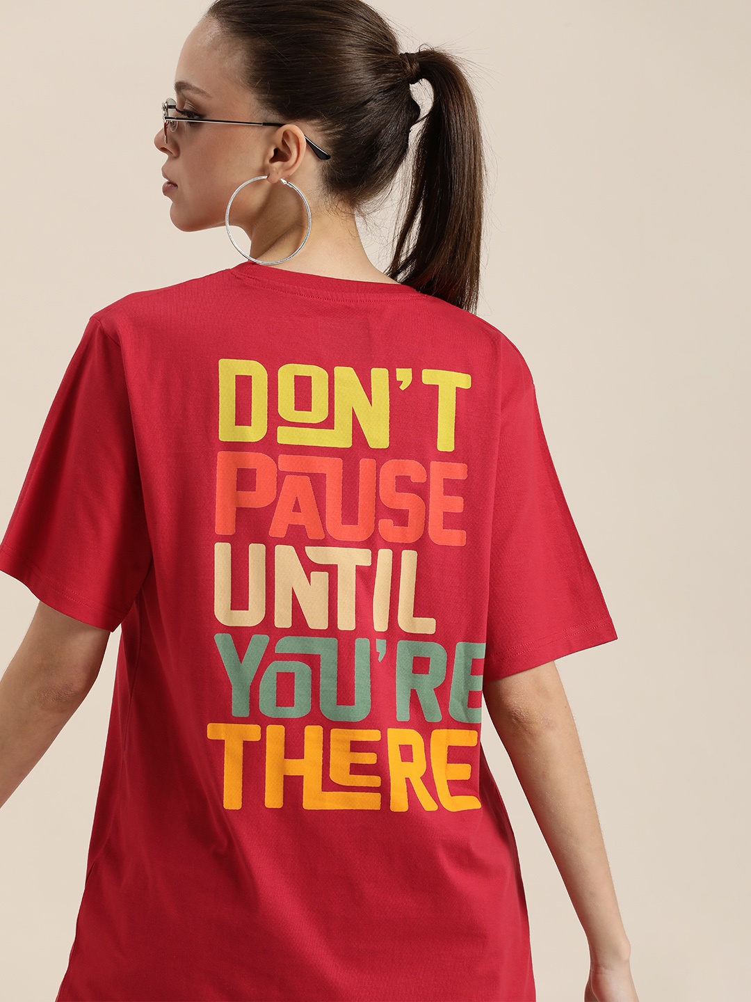 DILLINGER Women Red Typography Printed Drop-Shoulder Sleeves Pure Cotton Oversized T-shirt
DILLINGER Women Red Typography Printed Drop-Shoulder Sleeves Pure Cotton Oversized T-shirt