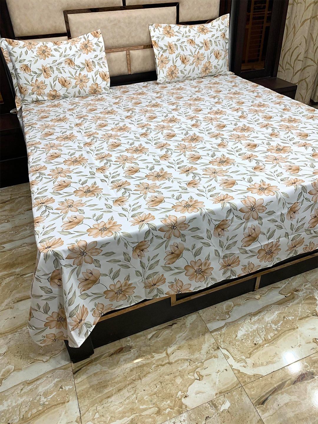 Pure Decor Orange & White Floral 300 TC Pure Cotton Queen Bedsheet with 2 Pillow Covers
Pure Decor Orange & White Floral 300 TC Pure Cotton Queen Bedsheet with 2 Pillow Covers