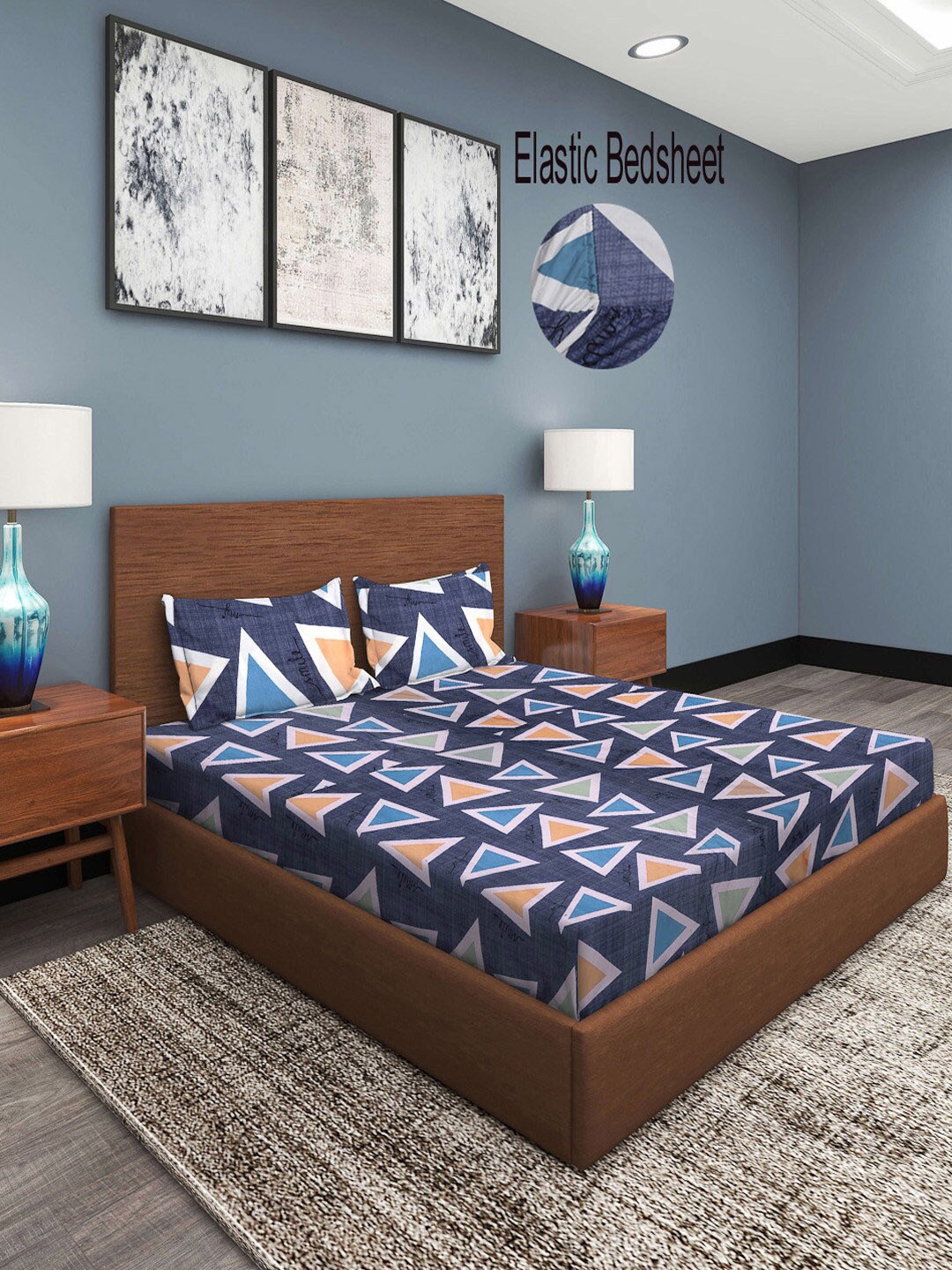 KLOTTHE Blue & Off White Geometric 300 TC Fitted Double Bedsheet with 2 Pillow Covers
KLOTTHE Blue & Off White Geometric 300 TC Fitted Double Bedsheet with 2 Pillow Covers