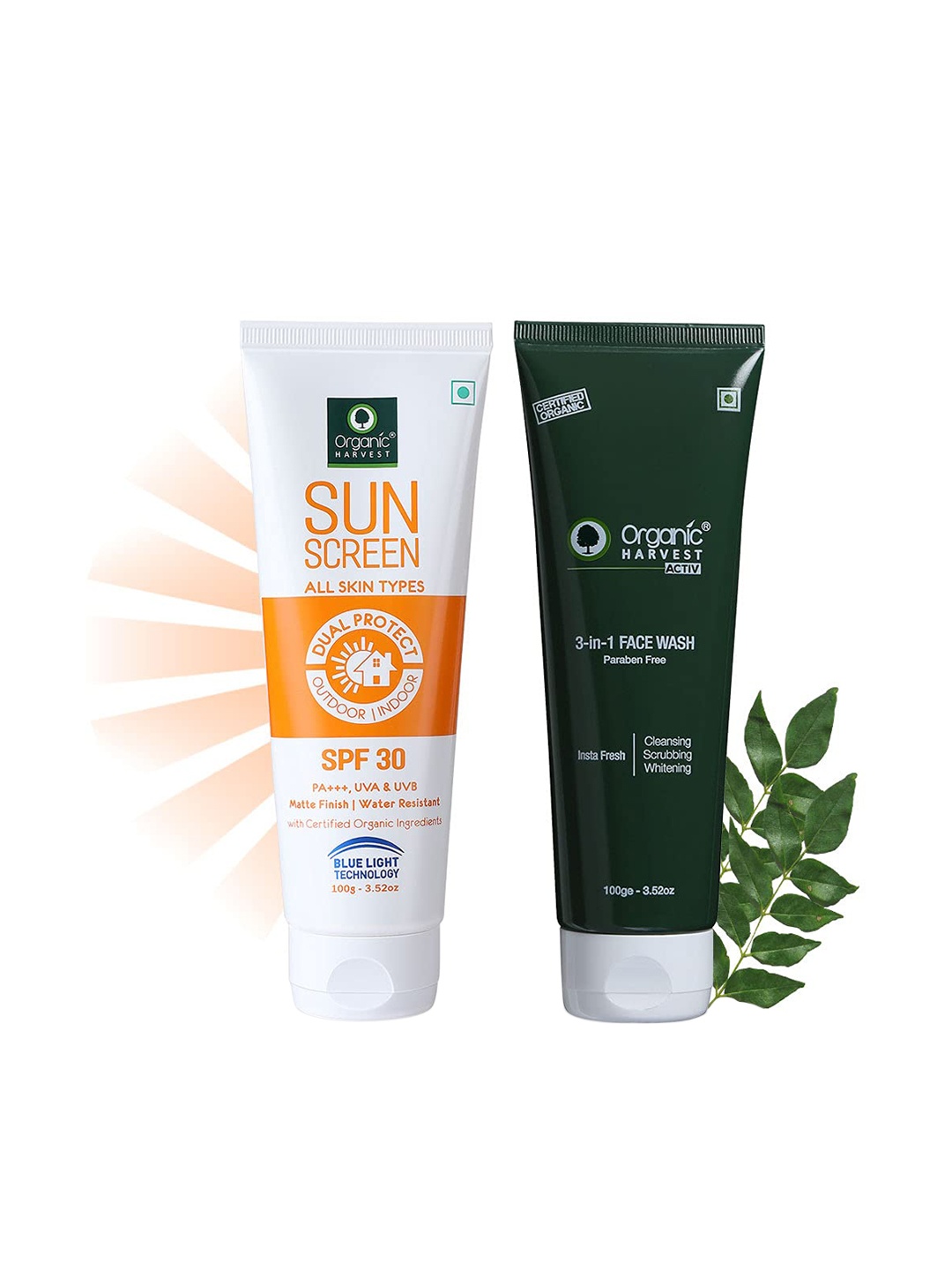 Organic Harvest 3-in-1 Face Wash & Sunscreen SPF 30 All Skin Type Combo 200 gm, White
Organic Harvest 3-in-1 Face Wash & Sunscreen SPF 30 All Skin Type Combo 200 gm, White