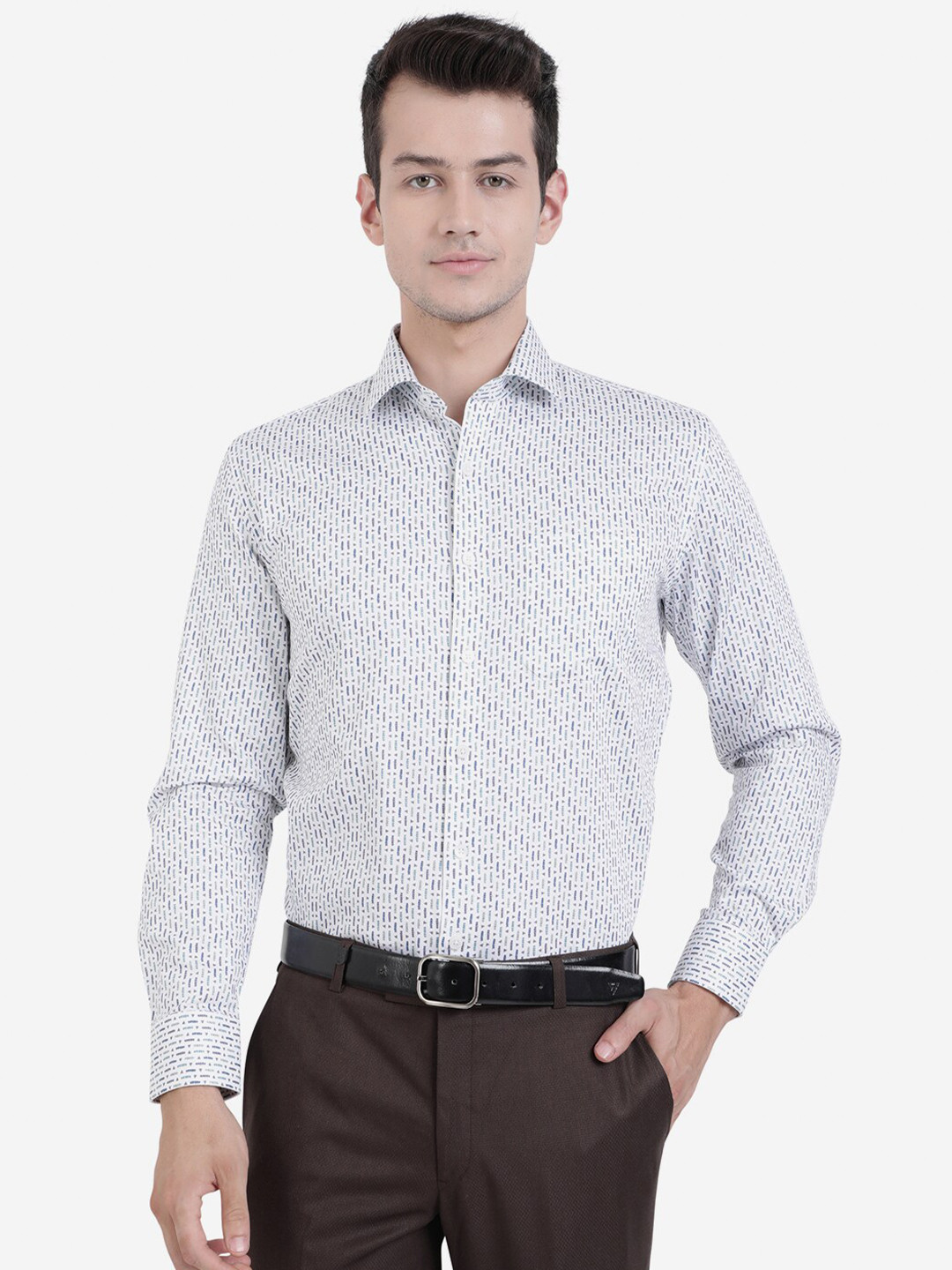 JADE BLUE Men White Cotton Printed Formal Shirt 
JADE BLUE Men White Cotton Printed Formal Shirt