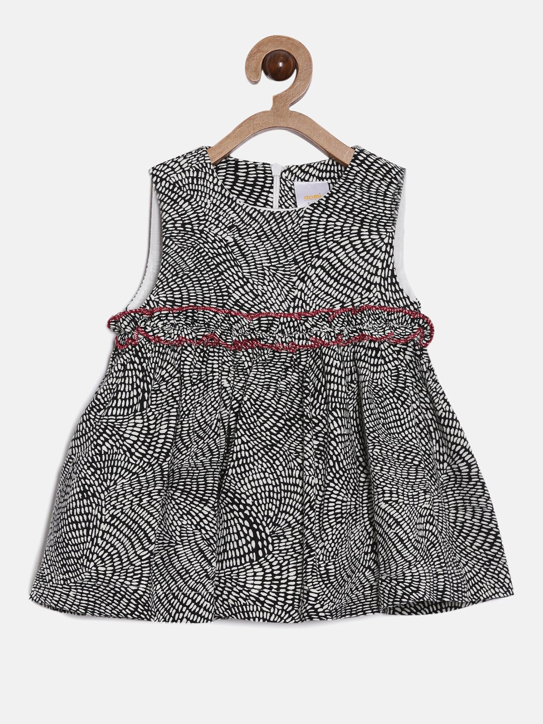 Aomi Kids Girls Black Ruffle Waist Dress