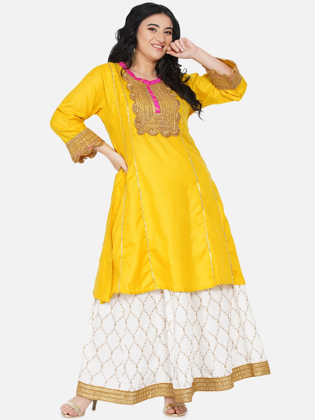 Love More Women Yellow Floral Yoke Design Panelled Patchwork Kurta with Skirt & With Dupatta
Love More Women Yellow Floral Yoke Design Panelled Patchwork Kurta with Skirt & With Dupatta