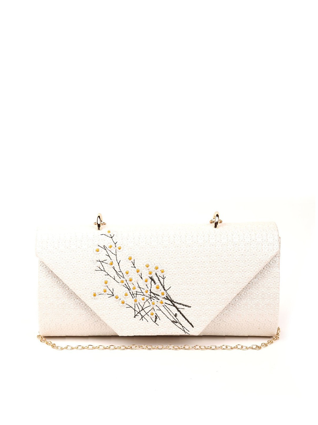 ODETTE White Textured Leather Structured Handheld Bag