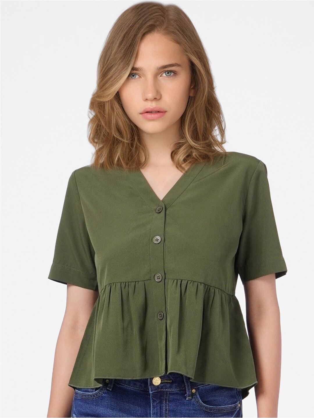 ONLY Women Olive Green Regular Top