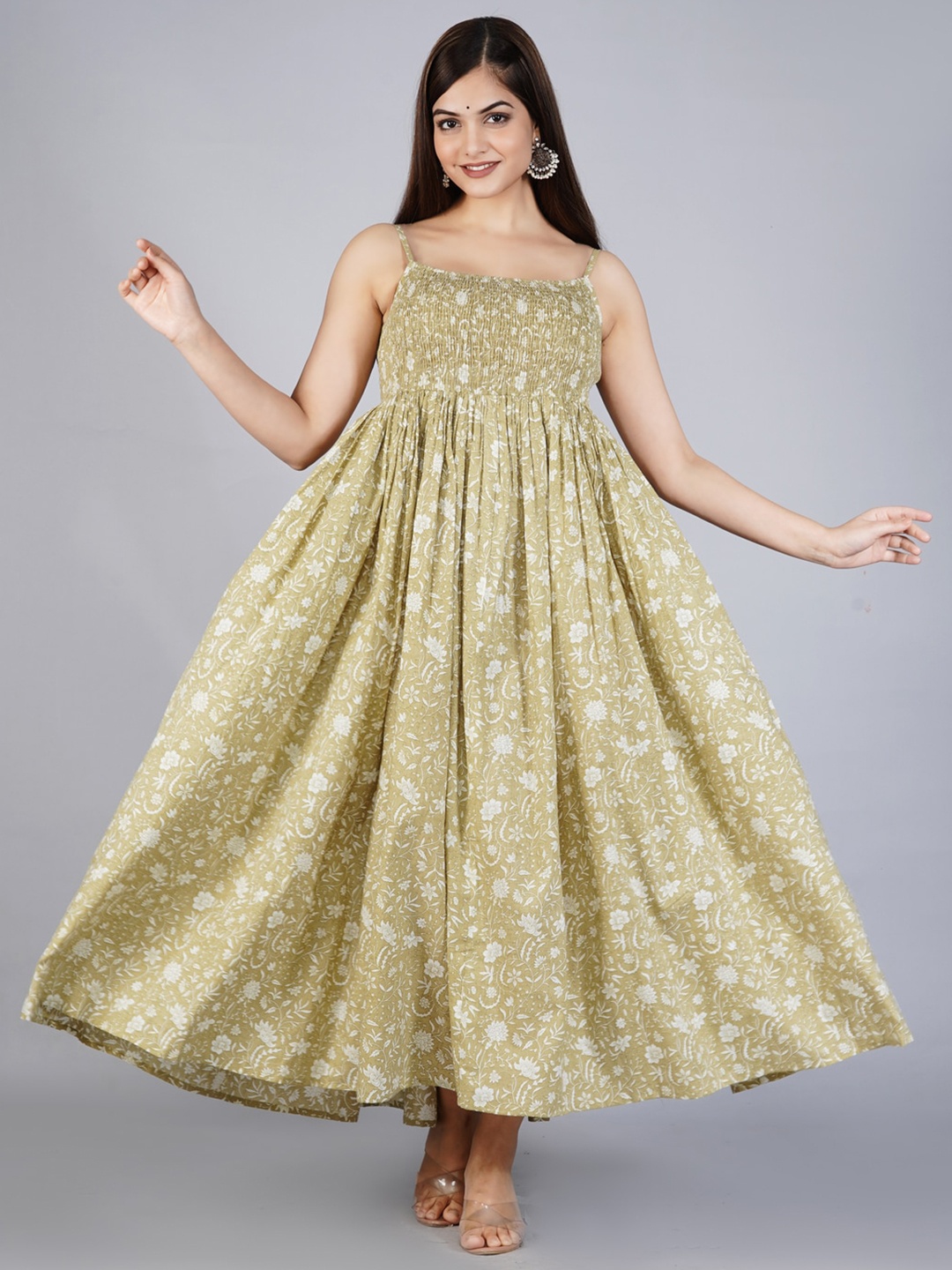 KALINI Grey Floral Maxi Dress