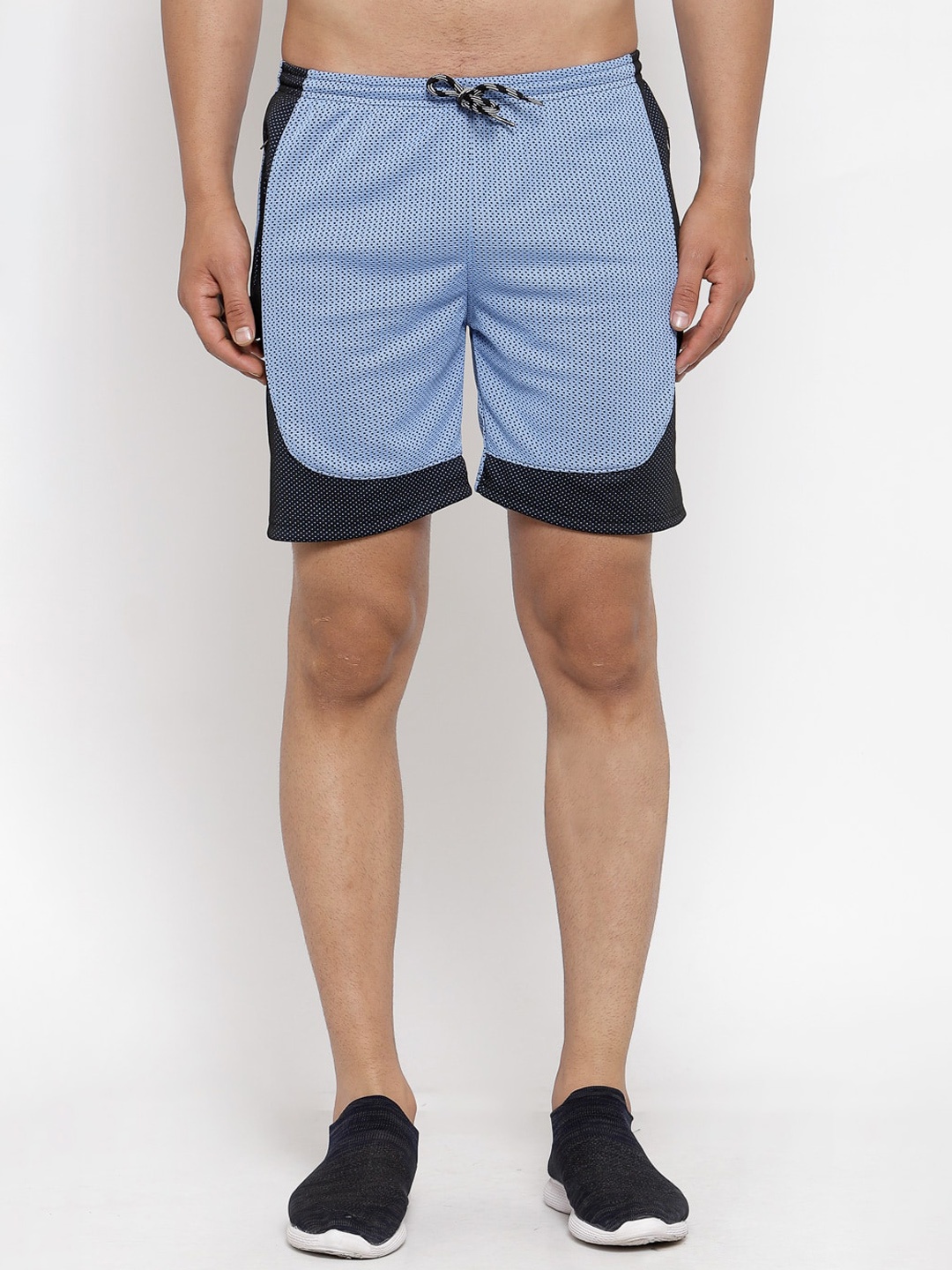 KLOTTHE Men Blue Striped Training or Gym Rapid Dry Sports Shorts