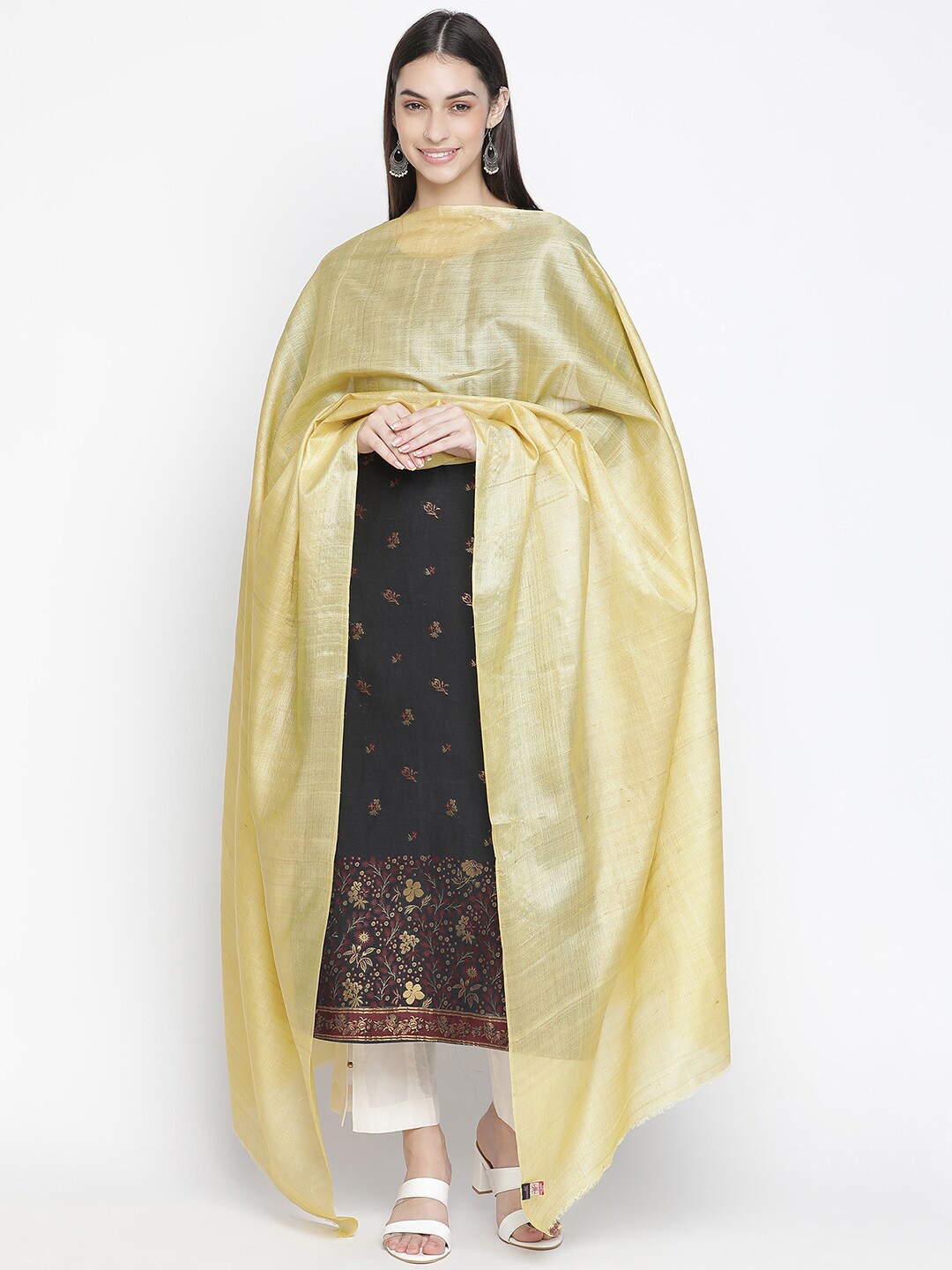 SHINGORA Black & Yellow Unstitched Dress Material