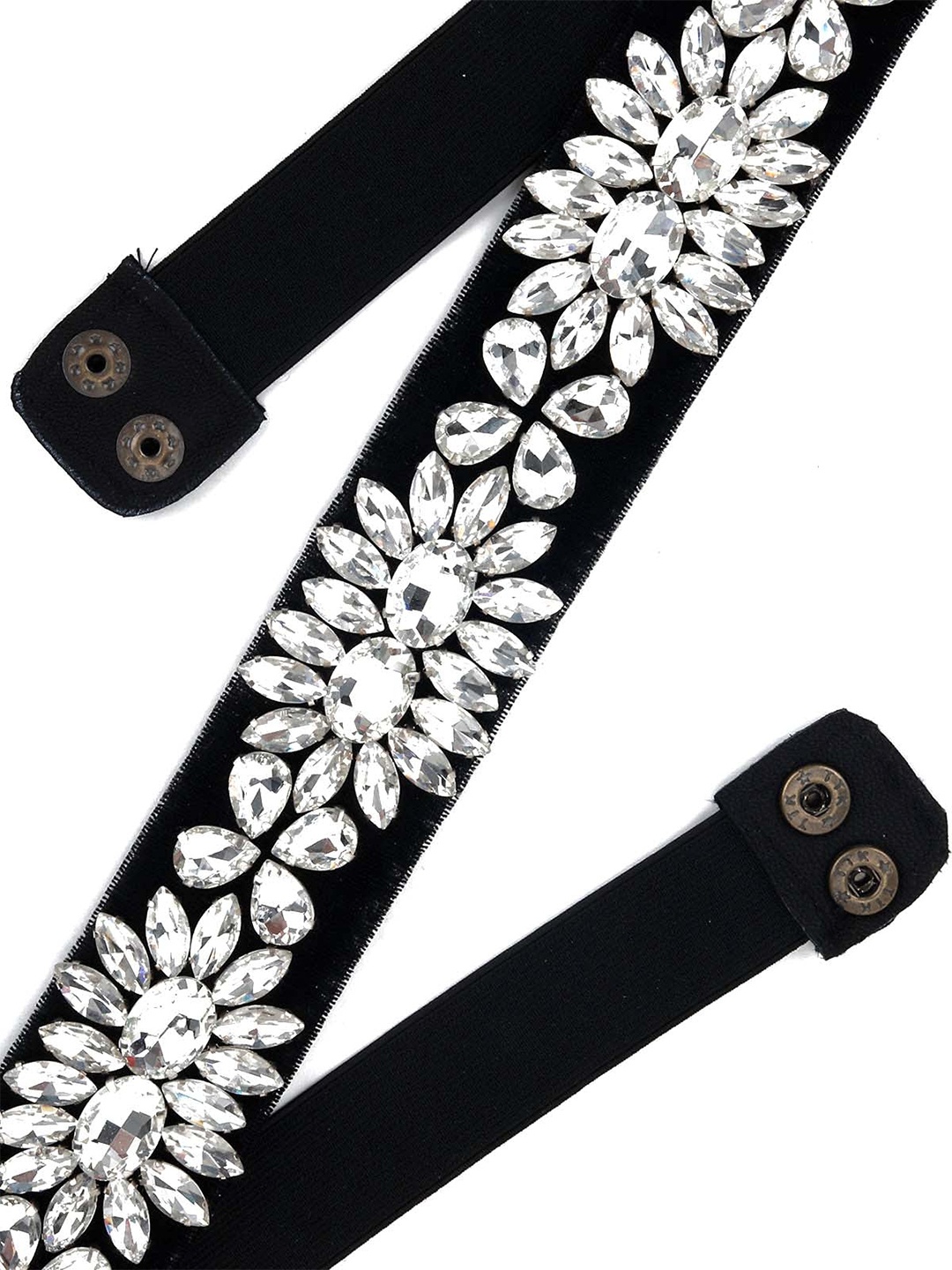 ODETTE Women Black Embellished PU Belt