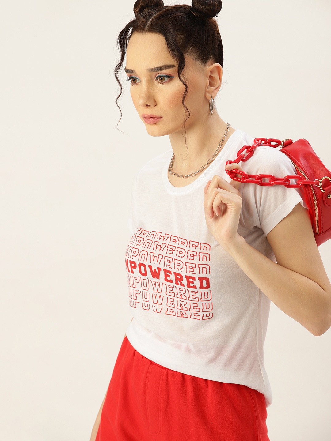 Kook N Keech Women White Typography Printed T-shirt