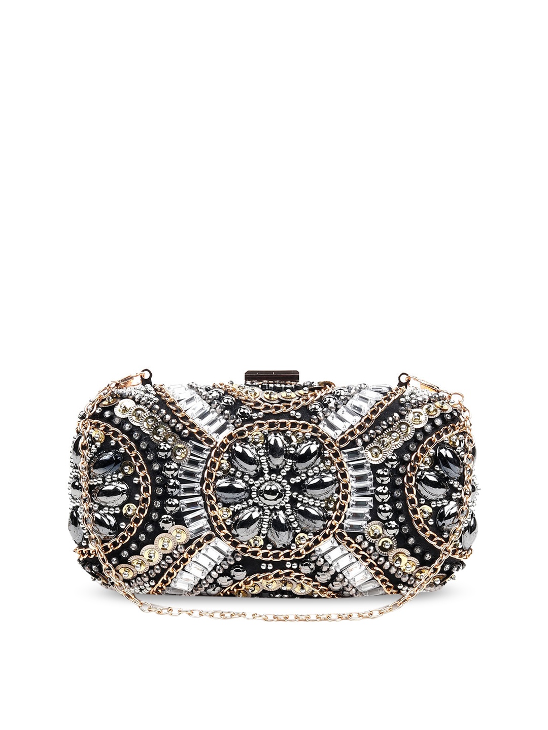 ODETTE Brown Embellished Purse Clutch