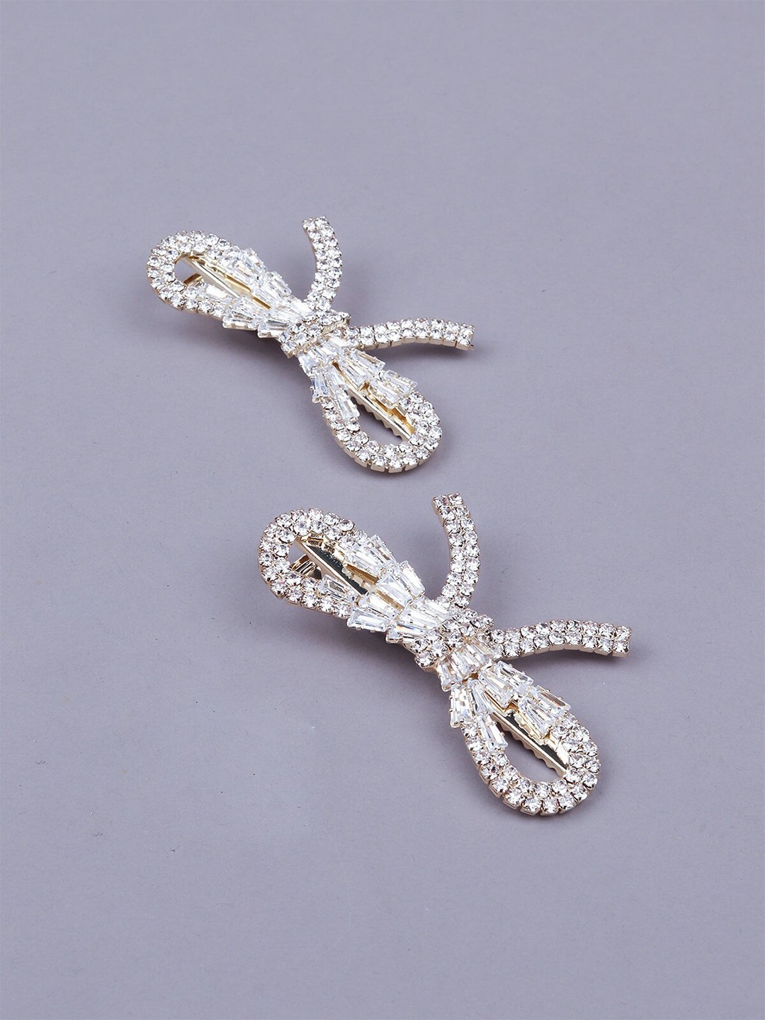 ODETTE Women Silver-Toned Set of 2 Embellished Alligator Clips